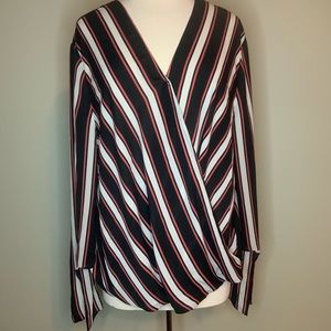 Everleigh striped drapes faux wrap blouse XL